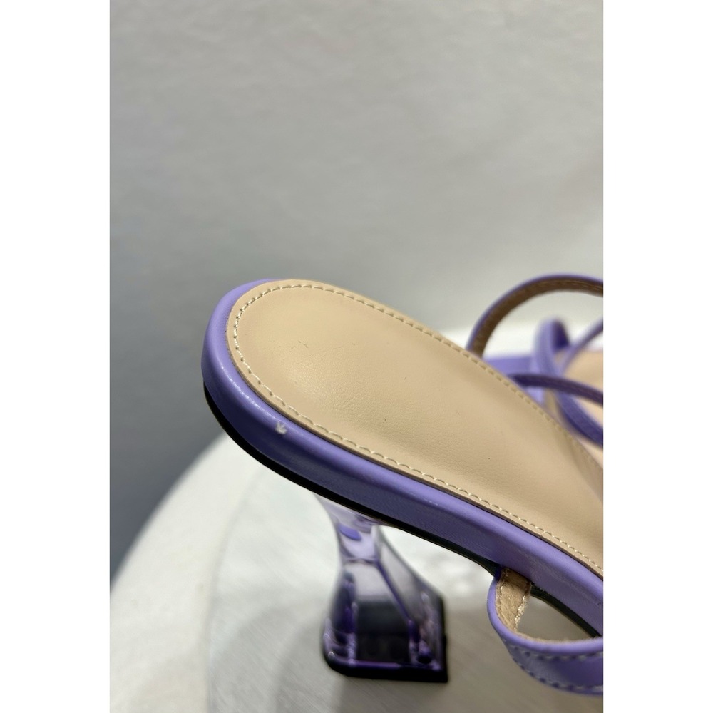 Crystal Heel Square Toe Lilac High Heel Strappy Sandals Women Size 40/US 9.5 EUC - Picture 9 of 10